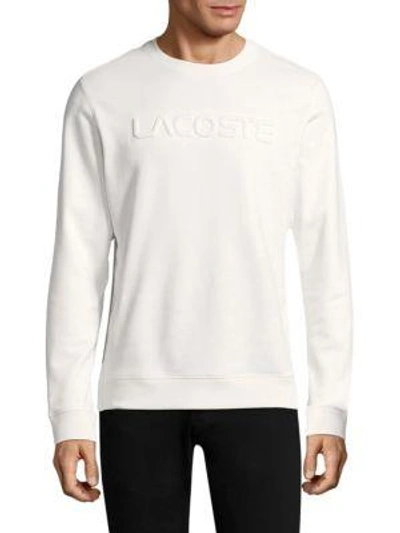 Shop Lacoste Crewneck Cotton Sweater In Flour
