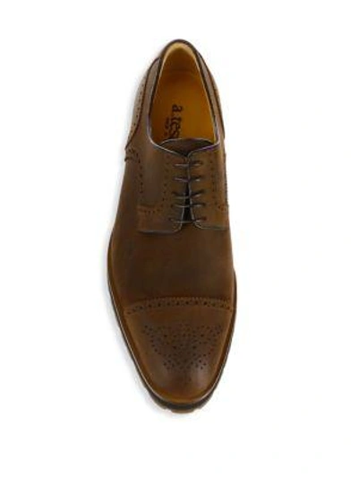 Shop A. Testoni' Leather Brogue Derby Shoes In Moro
