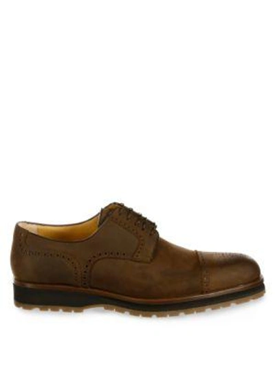 Shop A. Testoni' Leather Brogue Derby Shoes In Nero