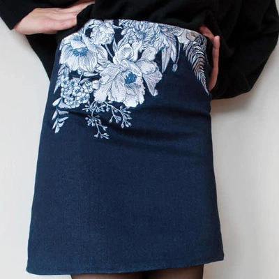 My Pair Of Jeans Women's White / Blue White Fern Miniskirt