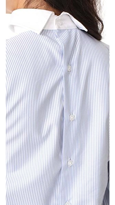 Shop R13 Backwards Button Down Shirt In Blue Stripe