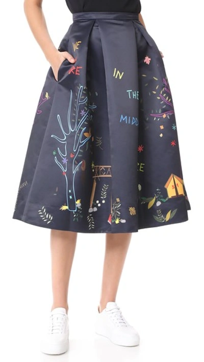 Mira Mikati Adventure Print Skirt In Navy