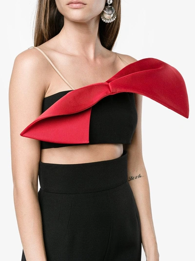 Shop Vika Gazinskaya Sleeveless Bow Crop Top In Black