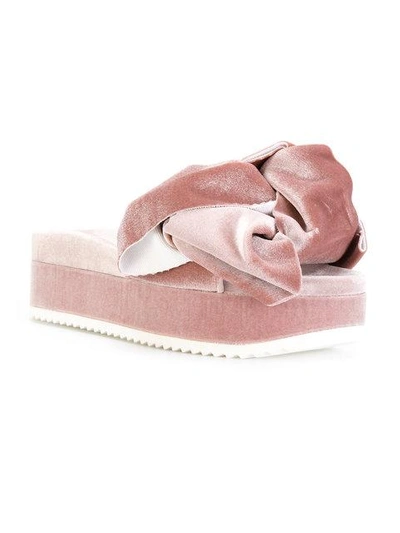 Shop Joshua Sanders Flamingo Velvet Bow Sandals In Pink