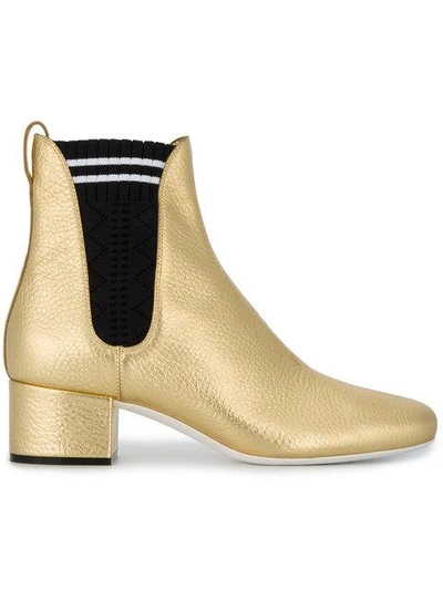Shop Fendi Gold Chelsea Boots - Metallic