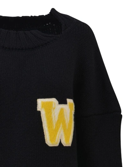 Shop Off-white Ww Oversized Sweater In Black-yellow
