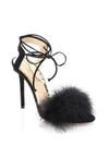 CHARLOTTE OLYMPIA Salsa Feathers & Suede Ankle-Wrap Sandals