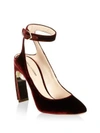 NICHOLAS KIRKWOOD Lola Pearl-Heel Velvet Ankle-Strap Pumps