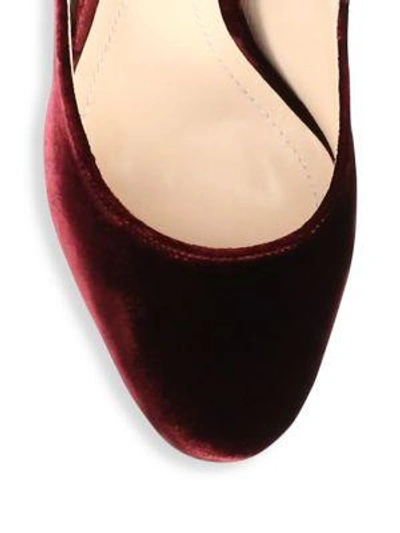 Shop Nicholas Kirkwood Lola Pearl-heel Velvet Ankle-strap Pumps In Deep Plum