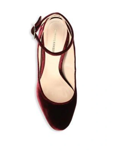 Shop Nicholas Kirkwood Lola Pearl-heel Velvet Ankle-strap Pumps In Deep Plum
