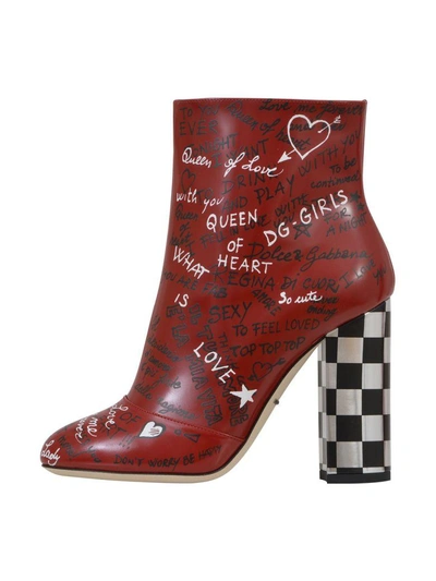Shop Dolce & Gabbana 10,5cm Graffiti Ankle Boots In Red