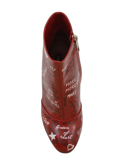 Shop Dolce & Gabbana 10,5cm Graffiti Ankle Boots In Red