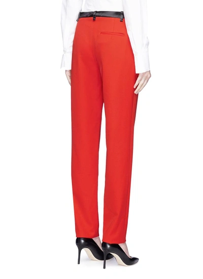 Shop Lanvin Satin Trim Wool Twill Pants