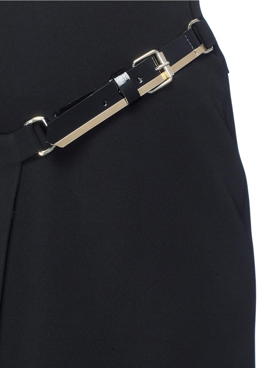 Lanvin Leather Strap Cady Wrap Skirt In Noir | ModeSens