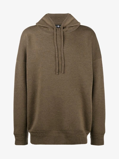 Shop Edward Crutchley Oversized Knitted Hoodie In Brown