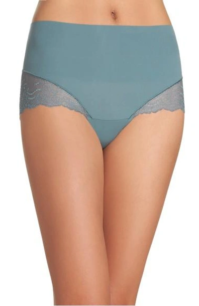 Shop Spanx Undie-tectable Lace Hipster Panties In Stormy Grey