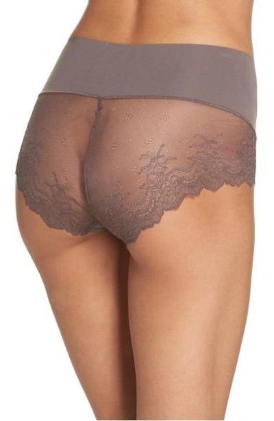 Shop Spanx Undie-tectable Lace Hipster Panties In Stormy Grey