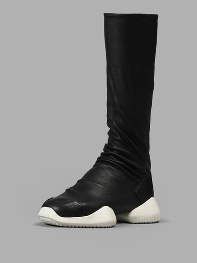 Rick Owens Black Adidas Originals Edition Level Sock Runner Boots In 9111 Black/white