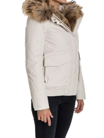 Shop Woolrich - Military Bomber Down Jacket In White
