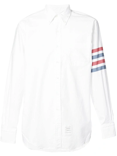 Shop Thom Browne Contrast Stripe Detail Shirt