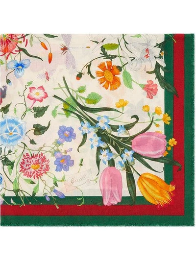 Shop Gucci Flora Web Print Shawl In Multicolour