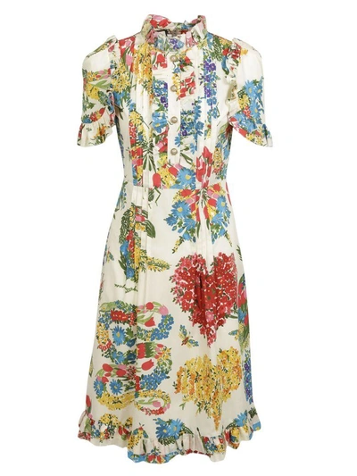 Shop Gucci : Avorio Corsage Print Dress