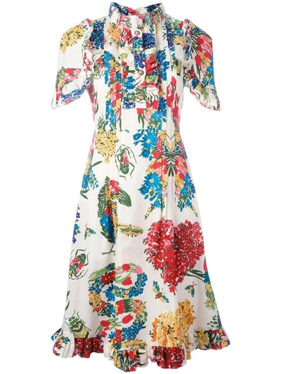 Shop Gucci : Avorio Corsage Print Dress