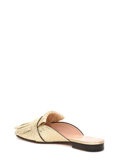 Shop Gucci Flat Slipper In Metallic Leather In Platino