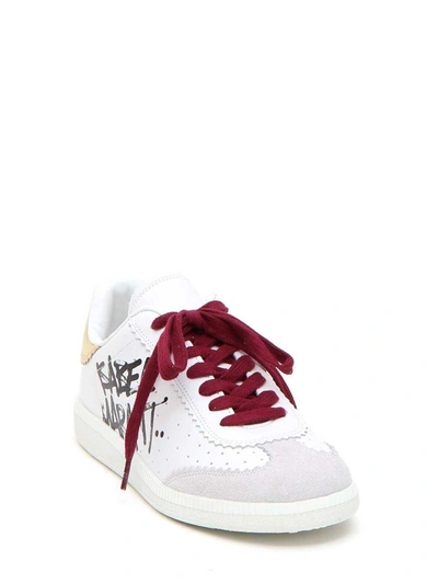 Shop Isabel Marant Leather And Suede Bryce Sneakers In White