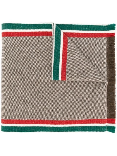 Shop Gucci Intarsia-knit Scarf - Brown
