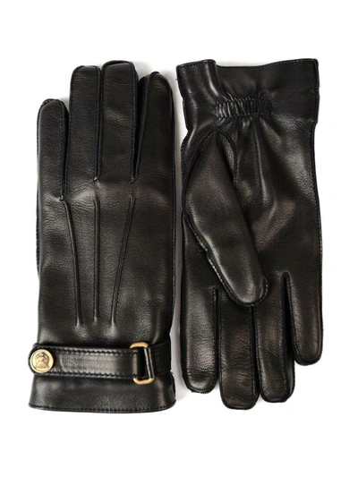 Shop Gucci Classic Leather Gloves In Black