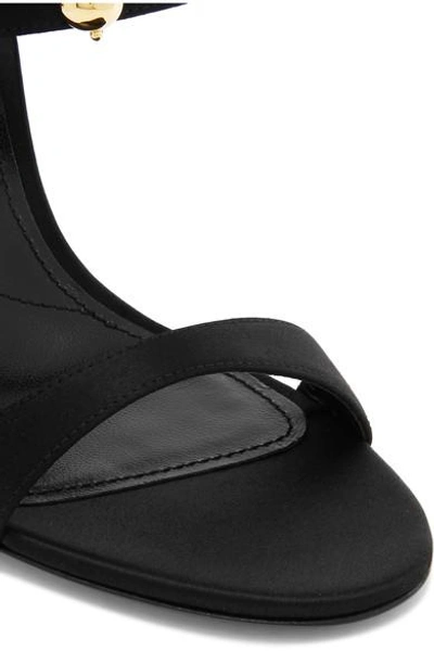 Shop Prada Embellished Satin Sandals In Black