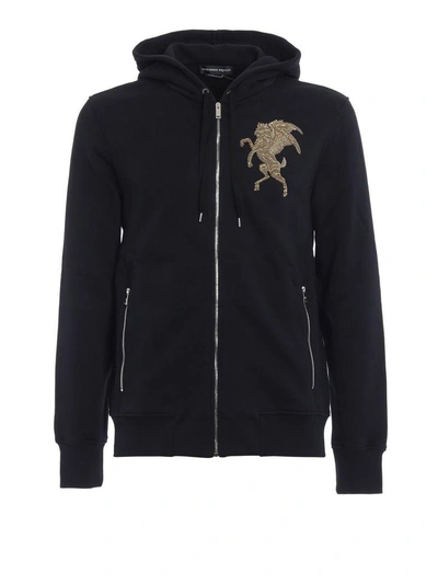 Shop Alexander Mcqueen Embroidered Hooded Sweatshirt In Black