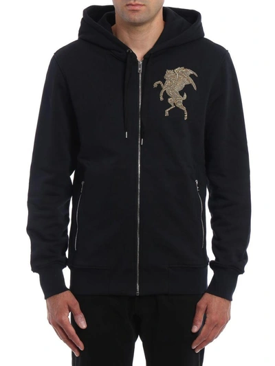 Shop Alexander Mcqueen Embroidered Hooded Sweatshirt In Black