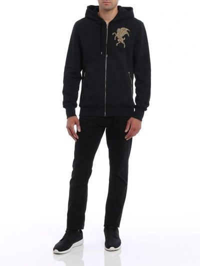 Shop Alexander Mcqueen Embroidered Hooded Sweatshirt In Black