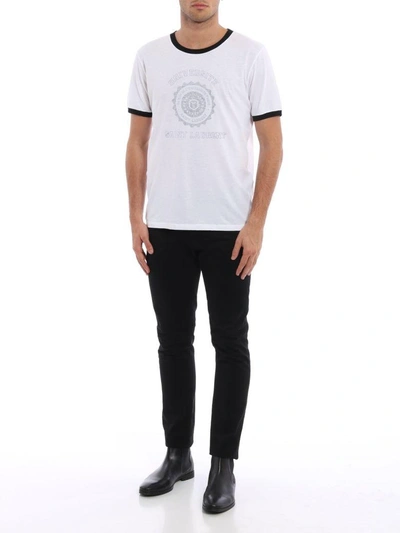 Shop Saint Laurent Contrast Trim T-shirt In White