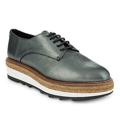 Shop Whistles Rex Leather Platform Wedge Brogues In Barely Black