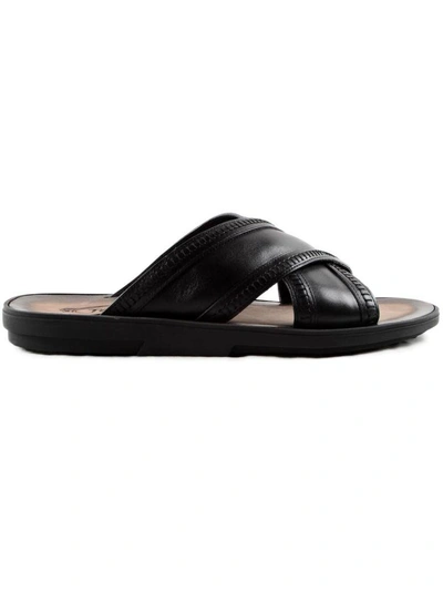 Shop Tod's Slider Sandals In Black