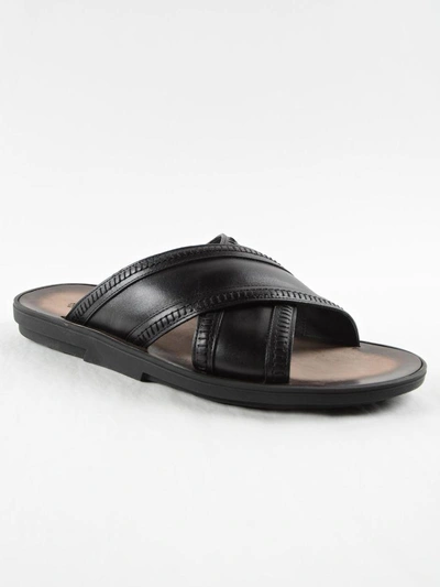 Shop Tod's Slider Sandals In Black