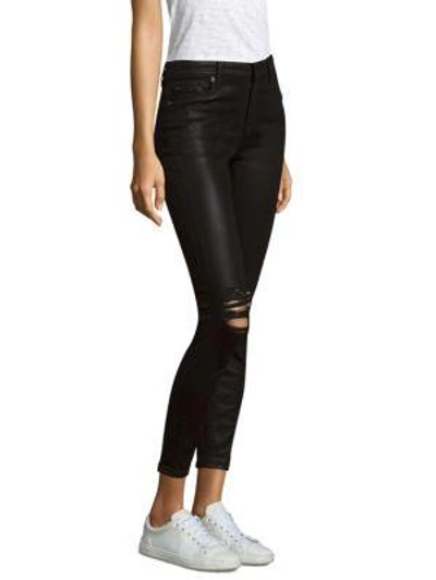Shop 7 For All Mankind Ankle Skinny Coated Jeans In Black