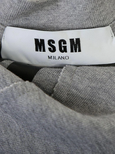 Shop Msgm Grey And Black Cotton Sweatshirt With Logo