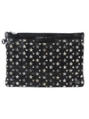 JIMMY CHOO DEREK CLUTCH,DEREK LTR BLACK-METALLIC MIX