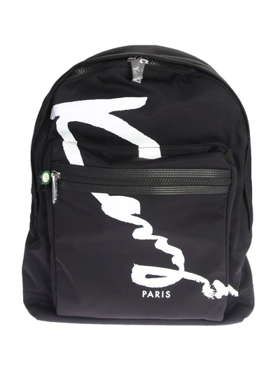 Shop Kenzo Logo Print Nylon Backpack In Black