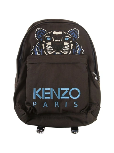 Kenzo Tiger Embroidered Nylon Canvas Backpack In Green