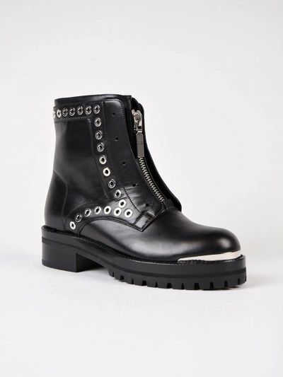 Shop Alexander Mcqueen Eyelet Ankle Boots In Black