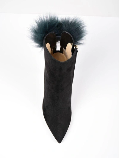 Shop Jimmy Choo Fur Trim Ankle Boots In Black