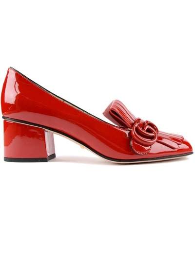 Shop Gucci Marmont Fringed Pumps In Red