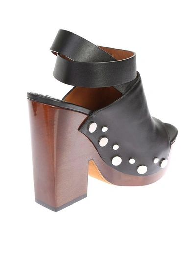 Shop Givenchy Black Leather With Studs Clog Sandals