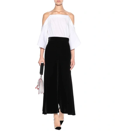 Shop Peter Pilotto Velvet Wide-leg Trousers In Black