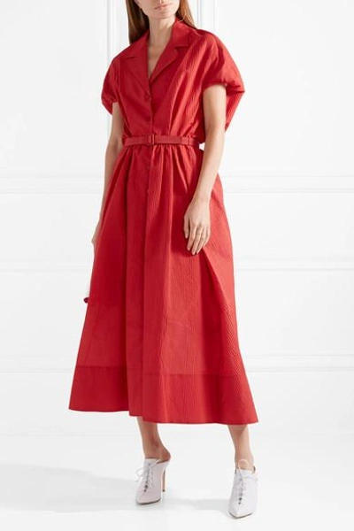 Shop Rosie Assoulin Have The Wind At Your Back Seersucker Midi Dress